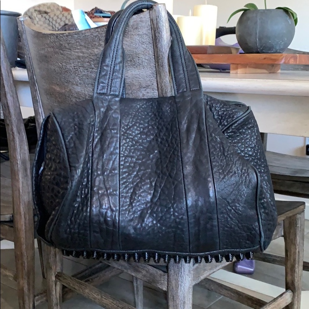 Alexander Wang Rocco Duffel Black Leather Satchel